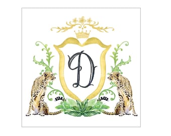 CUSTOM CREST, Watercolor Crest, Wedding Crest, Logo Crest, Shower Crest, Mockingbird Florals, Personalized Crest, Monogrammed Crest