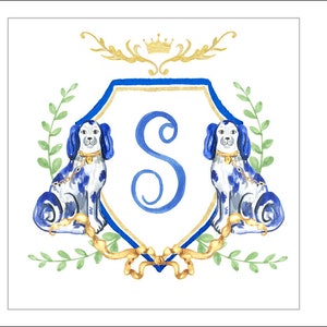 CREST AANGEPASTE, aquarel embleem, embleem bruiloft, embleem embleem, douchekam, Mockingbird bloemen, gepersonaliseerd embleem, embleem met monogram