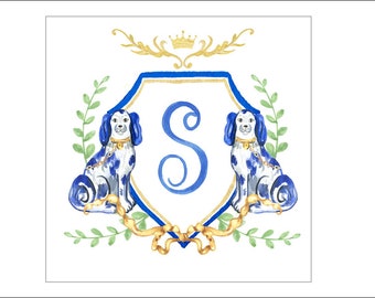 CUSTOM CREST, Watercolor Crest, Wedding Crest, Logo Crest, Shower Crest, Mockingbird Florals, Personalized Crest, Monogrammed Crest