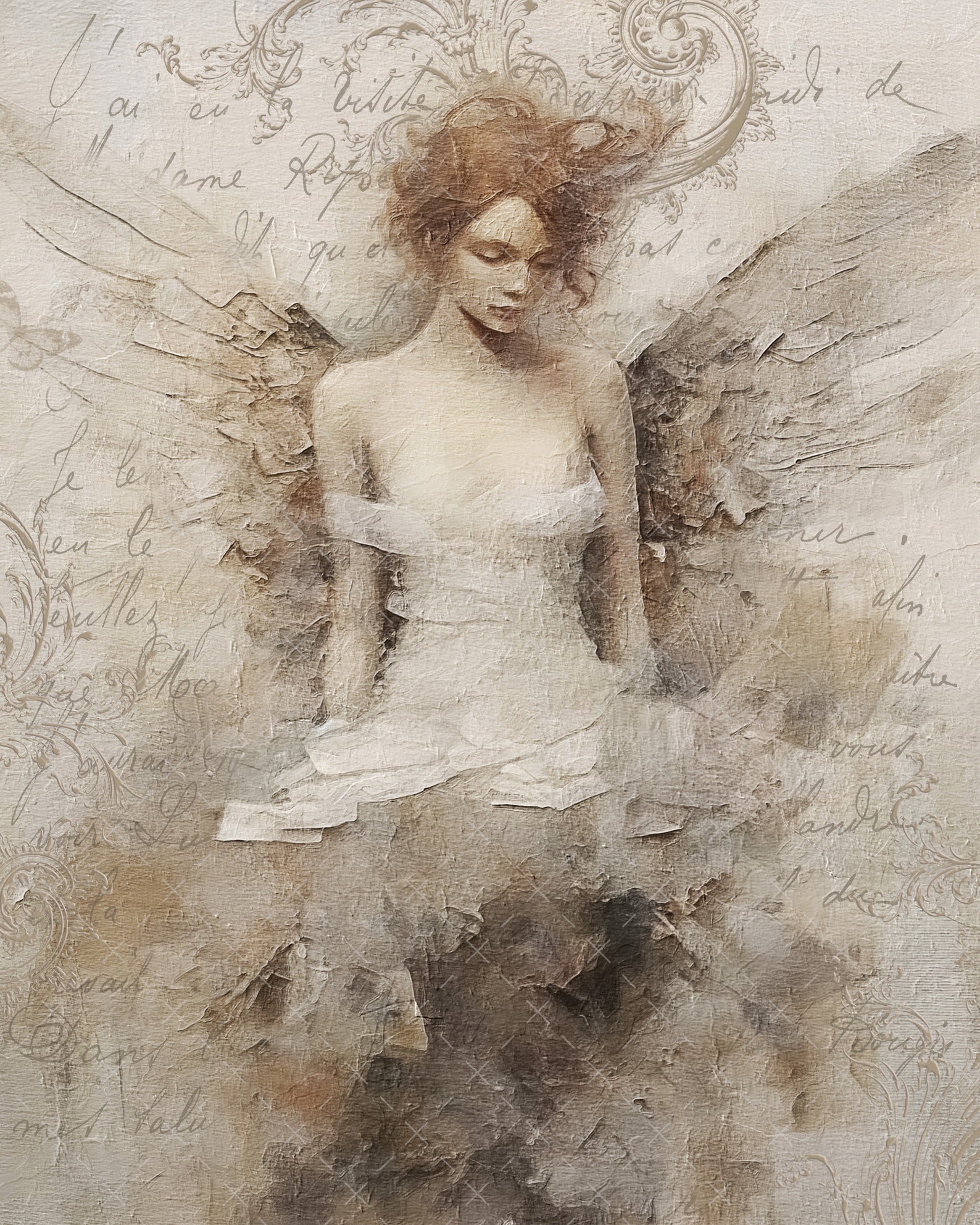DIGITAL ART, 8 X 10 French Angel Download, Shabby Chic Angel Digital ...