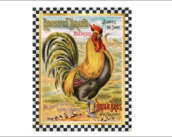 DIGITAL PRINT, 8 X 10 Download Art Print, Farmhouse Digital, Mockingbird Florals, Vintage Rooster Poster, Farmhouse Rooster Downloadable Art