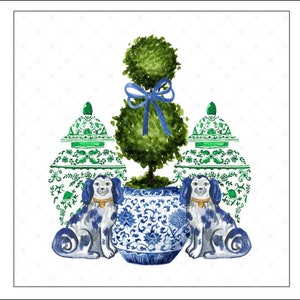 DIGITAL ART,  Chinoiserie Download, Topiary Digital, Mockingbird Florals, Chinoiserie Staffordshire Download, Grandmillennial, Preppy