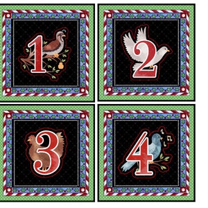 DIGITAL PRINT, 4 x 4 Prints, Twelve Days of Christmas  Digital, Christmas Download, Mockingbird Florals, 12-Days of Christmas Digital Prints