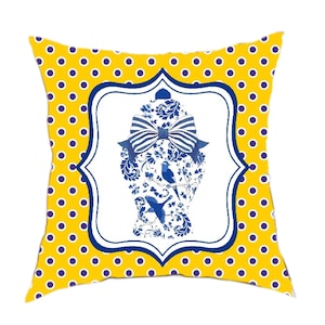 PILLOW COVER, 18 X 18 Grandmillennial Pillow, Preppy Pillow Cover,  Chinoiserie Ginger Jar Pillow Cover, Mockingbird Florals