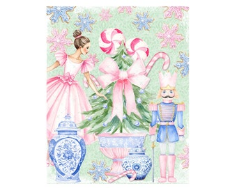DIGITAL ART, Christmas Nutcracker Download, Sugarplum Fairy Printable, Mockingbird Florals, Christmas Bakery Digital Art, Christmas Digital