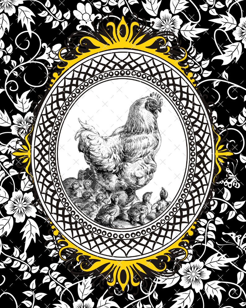 DIGITAL PRINT, 2-8X10 French Chicken Digital, French Rooster Download ...