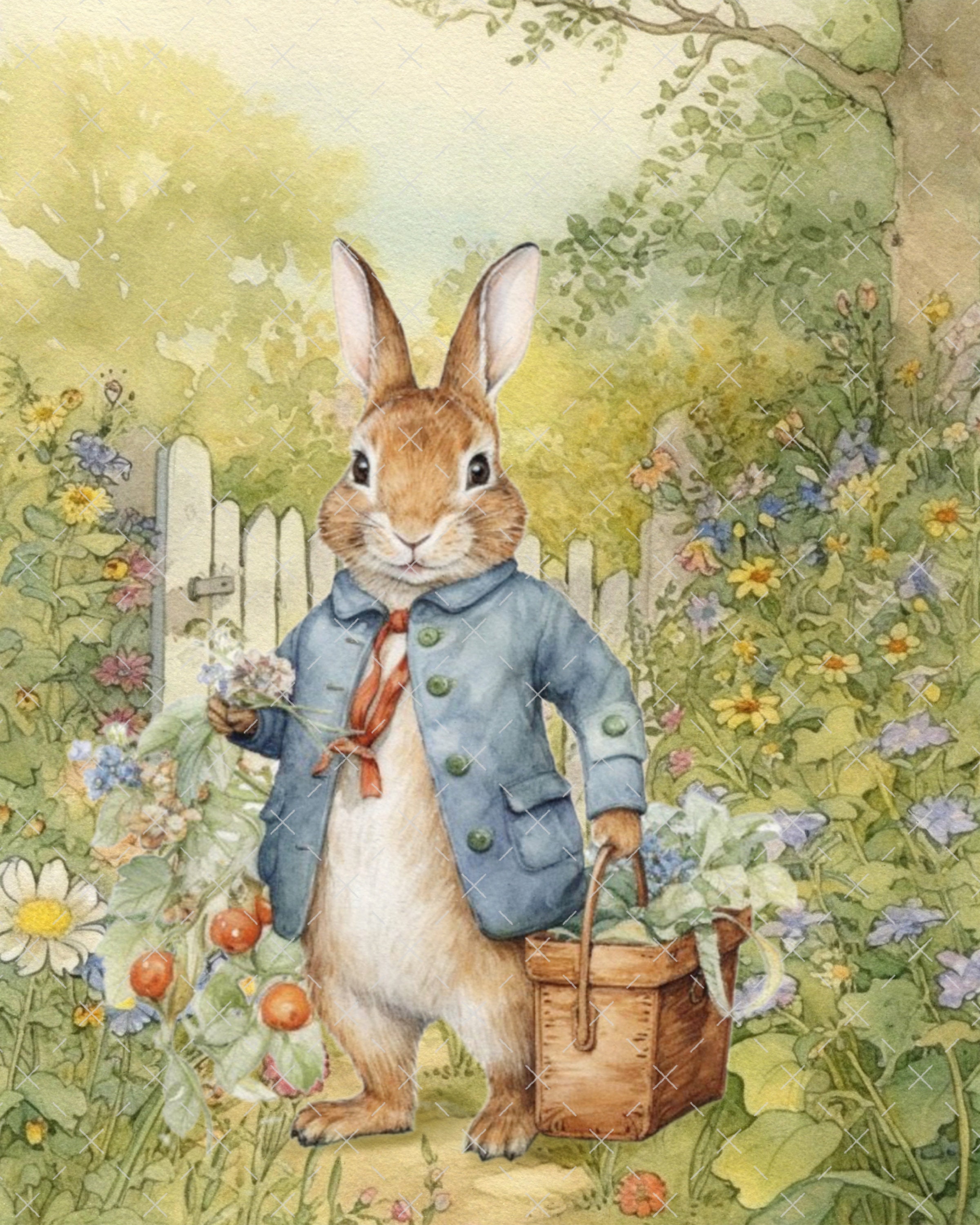 DIGITAL ART, Downloadable Vintage Rabbit Print, Printable Easter