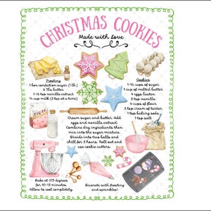 DIGITAL ART, Christmas Downloadable Art, Christmas Recipe Digital, Mockingbird Florals, Christmas Cookies Digital, Cookies Christmas Art