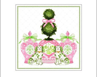 DIGITAL ART,  Chinoiserie Download, Topiary Digital, Mockingbird Florals, Chinoiserie Staffordshire Download, Grandmillennial, Preppy