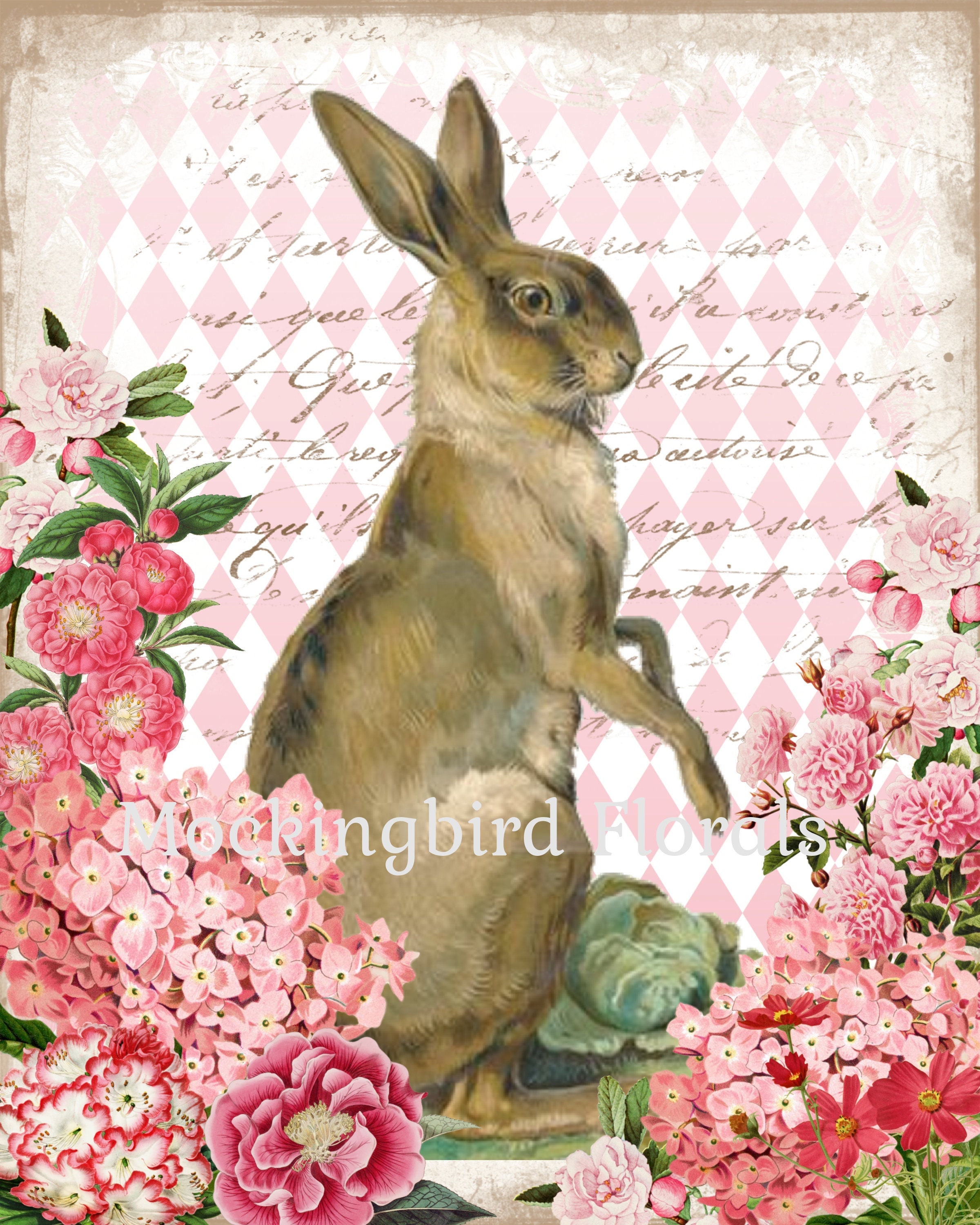 DIGITAL PRINT, 8X10 Art Print, French Rabbit Digital, Mockingbird ...