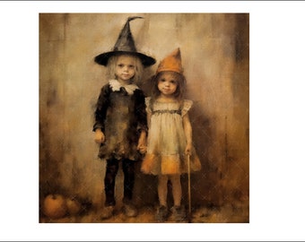 DIGITAL PRINT, 8x8 Vintage Halloween Download, Halloween Vintage Digital, Mockingbird Florals, Printable Halloween Children, Grandmillennial