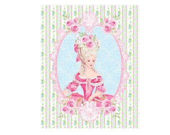 DIGITAL PRINT, 8X10 Vintage French Prints, Marie Antoinette Prints, French Art Prints, Mockingbird Florals, Marie Antoinette Digital Clipart