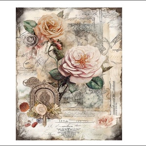ARTE DIGITAL, Descarga de rosas vintage, imágenes prediseñadas de rosas francesas, rosas francesas digitales, flores de ruiseñor, arte digital 8X10, digitales florales vintage