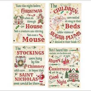 DIGITAL ART, The Night Before Christmas, Mockingbird Florals, Christmas Digital, Twas the Night Before Christmas, Christmas Watercolor