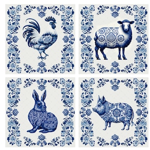 DIGITAL PRINT, 8X8 Delft Tile Download, Mockingbird Florals, Digital Delft Tiles, Chinoiserie Digital, Chinoiserie Download, Grandmillenial