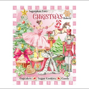 DIGITAL ART, Christmas Downloadable Prints, Sugarplum Fairy Printable, Mockingbird Florals, Christmas Bakery Digital Art, Christmas Digital