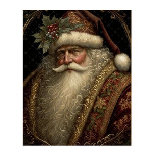 DIGITAL ART, Downloadable Santa Art, Vintage Christmas Download, Vintage Santa Printable, Mockingbird Florals, Digital Christmas Print