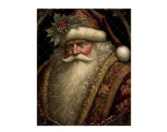DIGITAL ART, Downloadable Santa Art, Vintage Christmas Download, Vintage Santa Printable, Mockingbird Florals, Digital Christmas Print