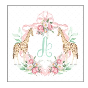 CUSTOM CREST, Watercolor Crest, Baby Pink Crest, Nursery Crest, Shower Crest, Mockingbird Florals, Personalized Crest, Monogrammed Crest