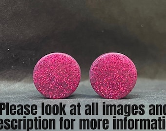 magenta glitter plug earrings holiday gift for her, for him, sparkly berry colour ear gauges, custom handmade silicone plugs, 20mm, 22mm