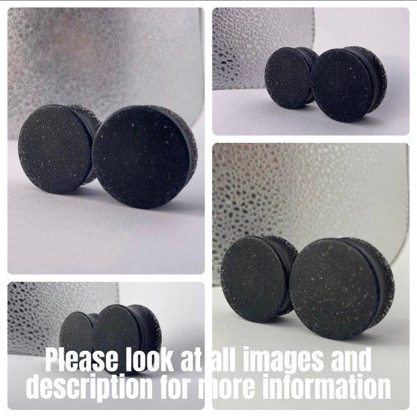 Gothic black glitter gauges for wedding gifts, custom handmade plugs for her, goth gifts for women, for men, best birthday gift for him