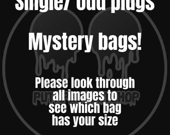 No waste mystery plug bags, surprise alternative birthday gift for alt mum, dad, friend, husband, wife. Mystery handmade gauges, eyelets.