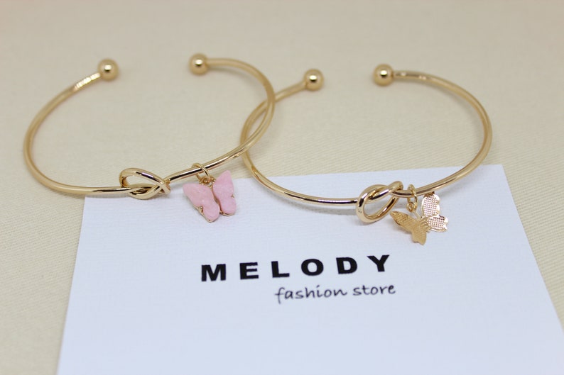 2pcs Cuff Butterfly Charm Knot Bracelet