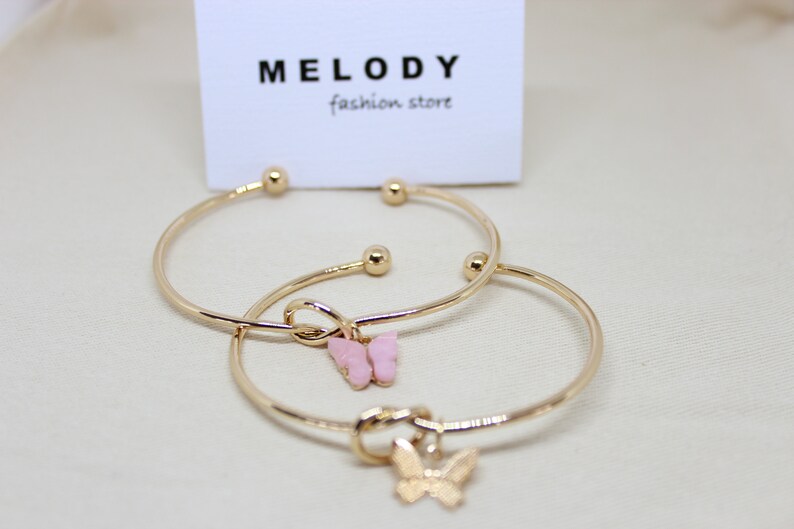 2pcs Cuff Butterfly Charm Knot Bracelet