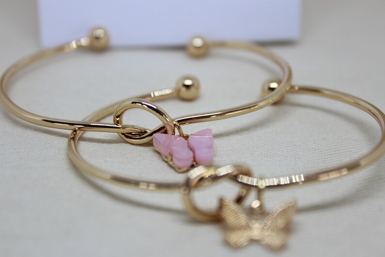 2pcs Cuff Butterfly Charm Knot Bracelet