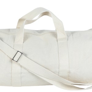 Tag&Crew Lightweight Round Duffle Canvas Gym Bag with Detachable Shoulder Strap
