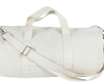 Tag&Crew Lightweight Round Duffle Canvas Gym Bag with Detachable Shoulder Strap