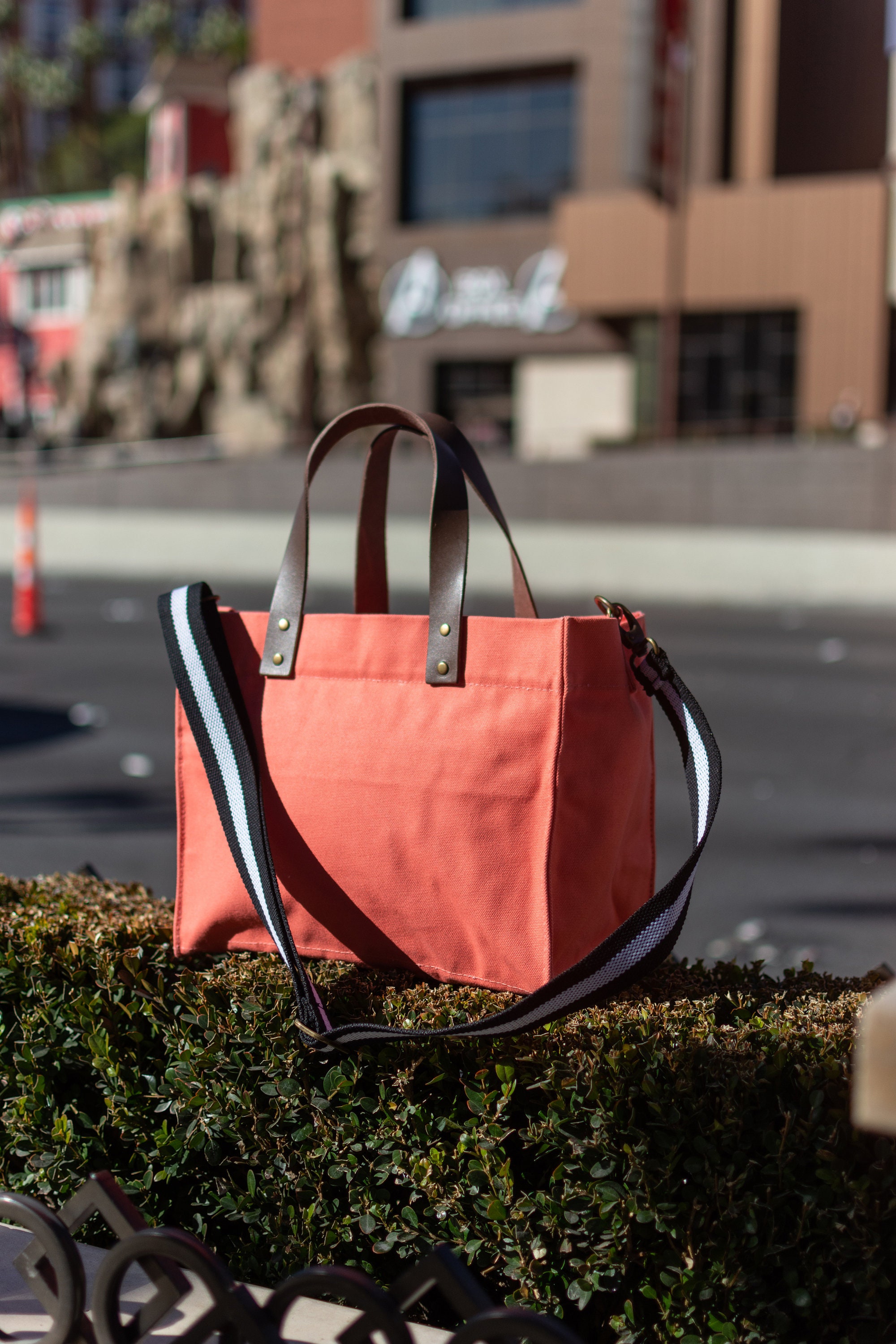 Tag&crew Brooklyn Tote Canvas Bag With Leather Handles 