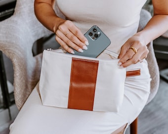 Leather Stripe Travel Bag