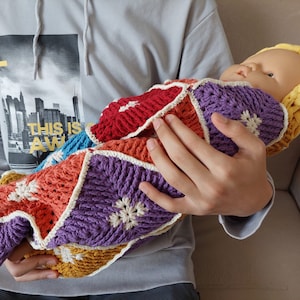 Granny square crochet baby blanket, crochet granny square sofa throw, gift for mother, gift for baby shower, Mother&#39;s Day gifts