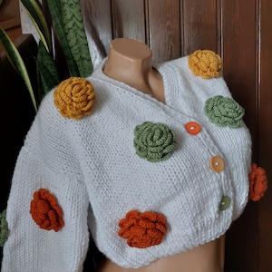 Leilayca ,vintage Roses Cardigan ,floral Cardigan ,chunky