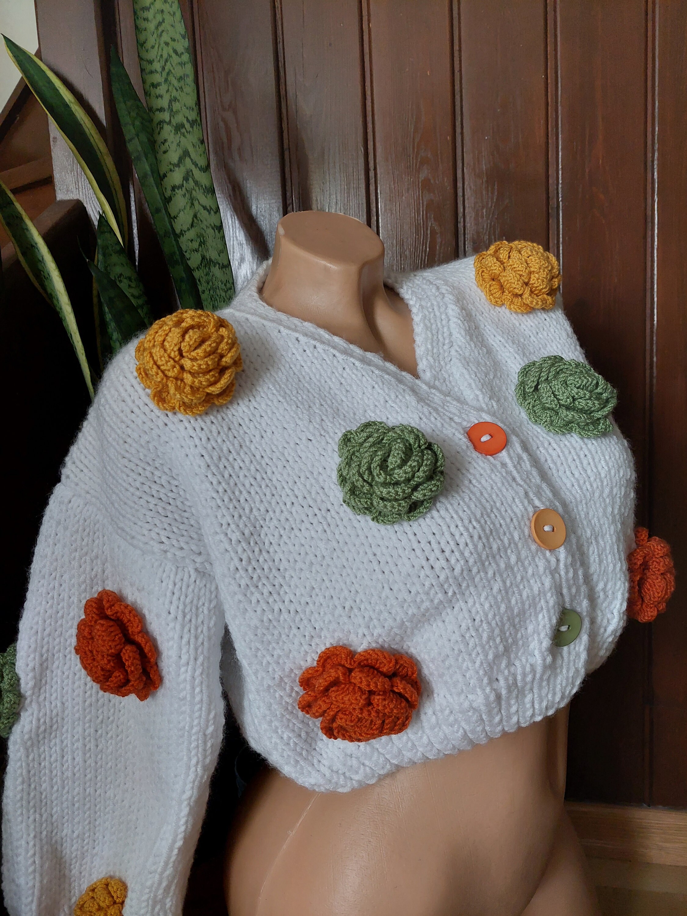 Vintage Roses Cardigan | Floral Cardigan |chunky Cardigan