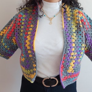 Granny Square Hexagon Cardigan, Crochet Granny Square Jacket, Crochet Patchwork Coat, Granny Square Coat, Hexagon Jacket, Mother&#39;s Day gifts
