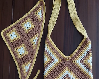 Handmade Boho Crochet Tote: Vintage Knit Shoulder Bag