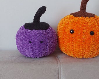Gehäkeltes Halloween Kürbis Kissen Set: Samt und Plüsch