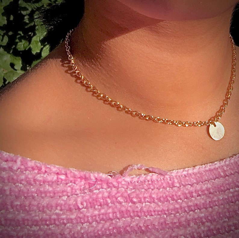 Adjustable Gold Circle Choker Necklace