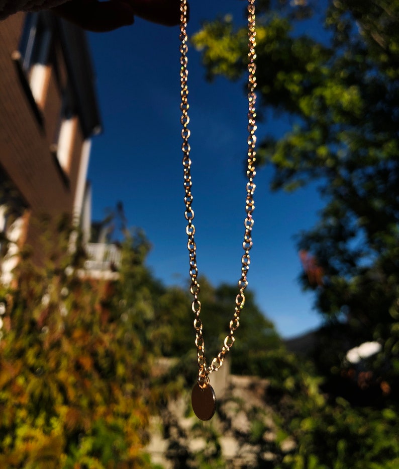 Adjustable Gold Circle Choker Necklace