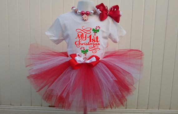 baby's first christmas tutu outfit