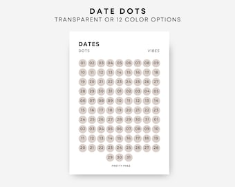 Date Dot Stickers | Circle Date Stickers | Transparent | Minimal Sticker Sheets | Functional Planner Stickers | Minimal Planner Stickers