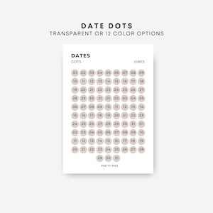 Date Dot Stickers | Circle Date Stickers | Transparent | Minimal Sticker Sheets | Functional Planner Stickers | Minimal Planner Stickers
