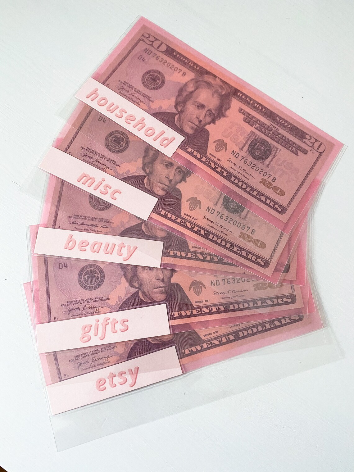 Pink Vellum Laminated Cash Envelopes with Clear Back & Custom Etsy