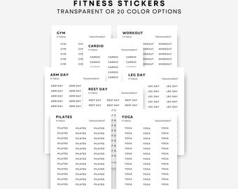 Fitness Stickers | Workout, Gym, Rest Day, Arm Day, Leg Day, Cardio, Pilates, Yoga | Functional Planner Stickers | Minimal Planner