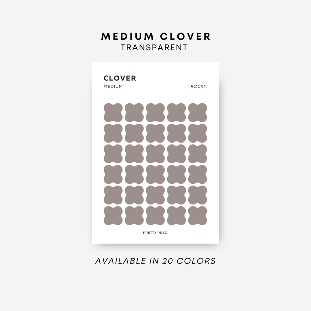 MEDIUM Clover Stickers | Transparent | Minimal Sticker Sheets ...