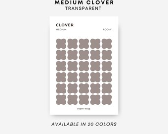 MEDIUM Clover Stickers | Transparent | Minimal Sticker Sheets | Functional Planner Stickers | Minimal Planner Stickers