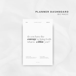 Big Magic Printable Planner Dashboard | Minimal Planner Dashboard | Dashboard Printable | Digital Download
