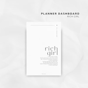 Rich Girl Printable Planner Dashboard | Minimal Planner Dashboard | Dashboard Printable | Digital Download
